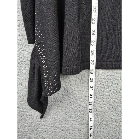 Colour Works Cardigan Sweater Womens S Black Silver Stud Long Open High Low - Picture 5 of 10